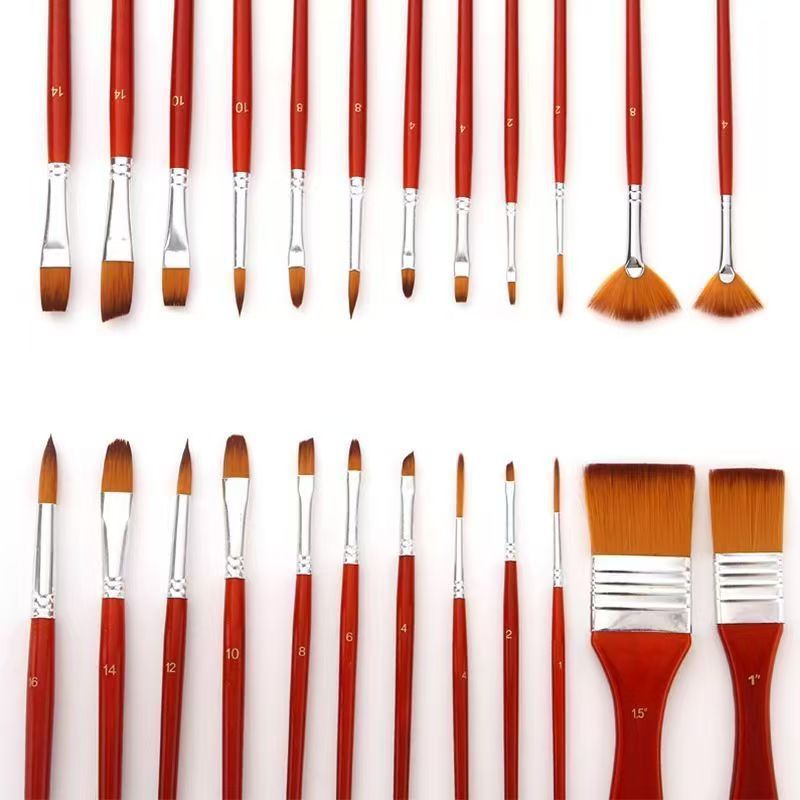 Nylon gouache and watercolor brushes set for canvas and curtain painting projects