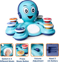 Octopus toy with built-in sound effects and interactive music features.