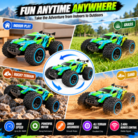 Off-road remote control car displayed alongside its handheld controller.
