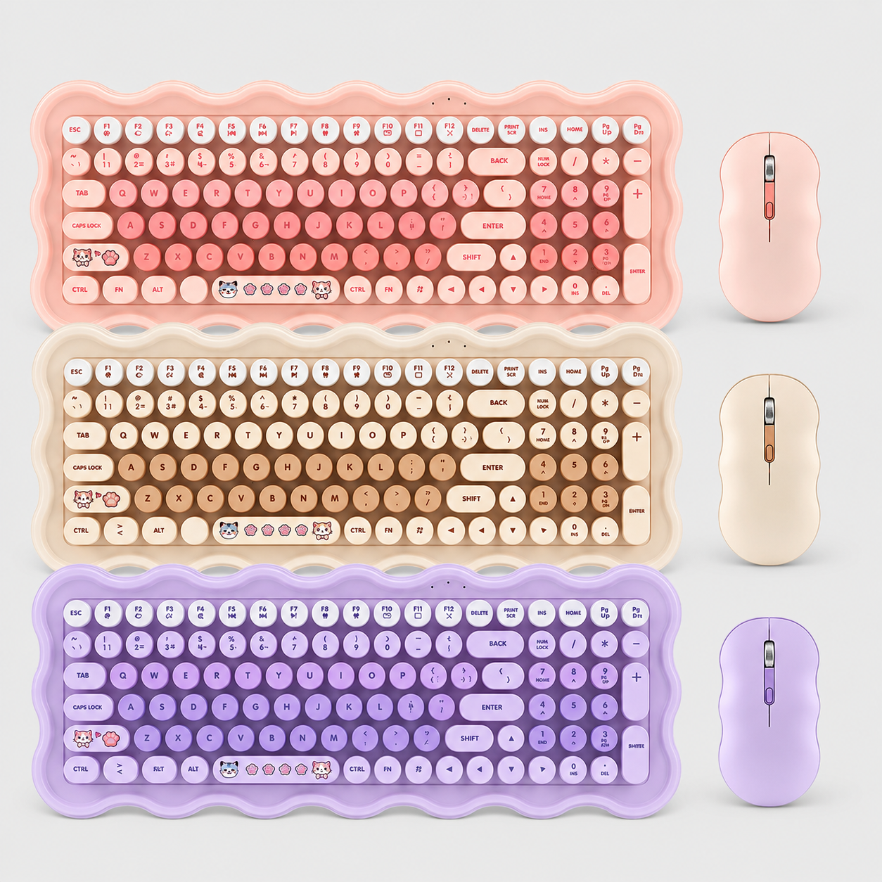 Wireless keyboard and mouse combo arranged on an office desk