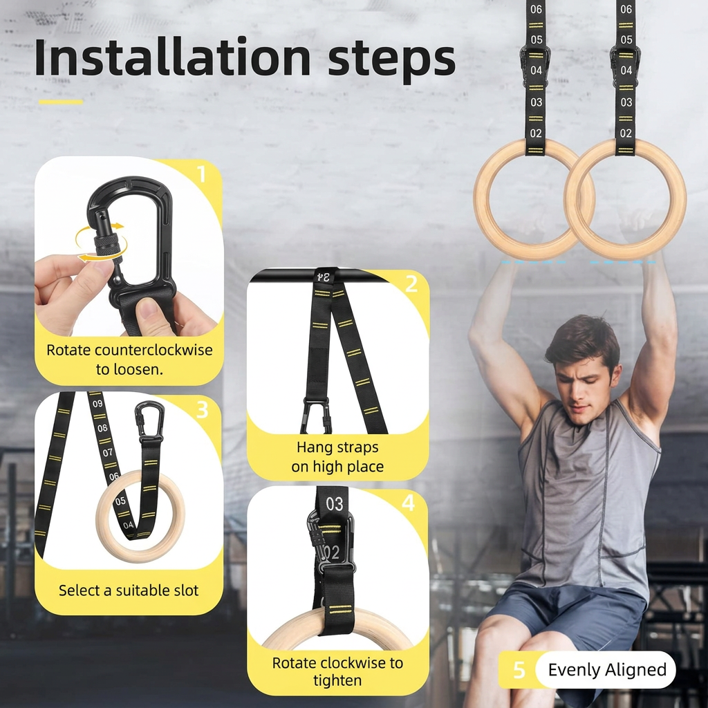 1.25 inch olympic gym rings for calisthenics and bodyweight workouts