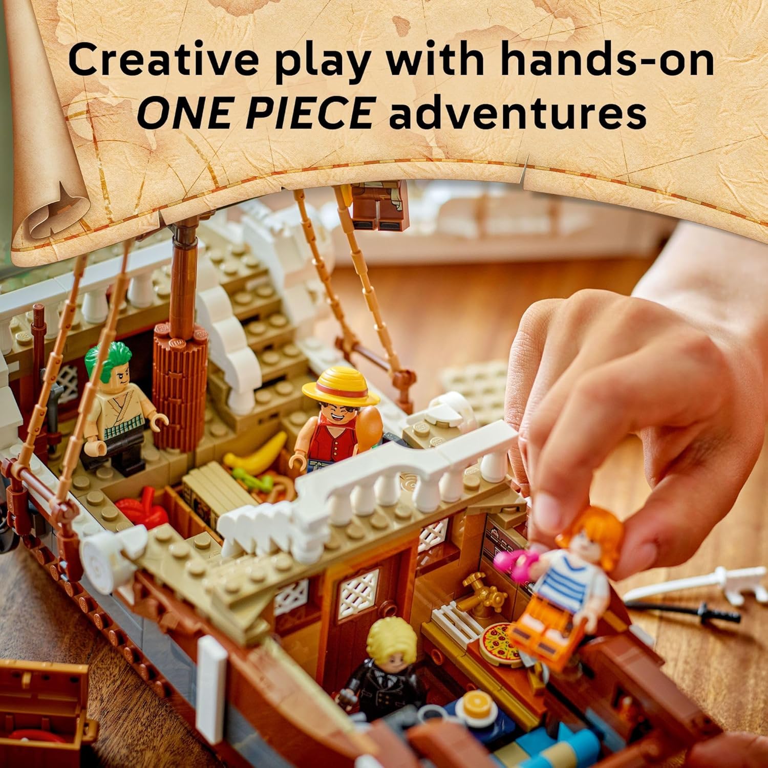One Piece toy figures set with Straw Hat crew for imaginative adventures