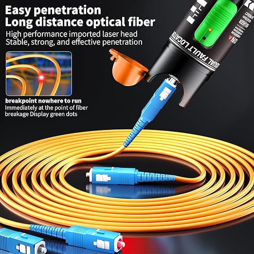 Optical fiber tester using red light for fault detection