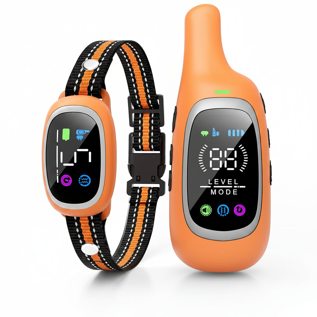 Orange Dog Training Collar With Adjustable Strap And Remote Control Design