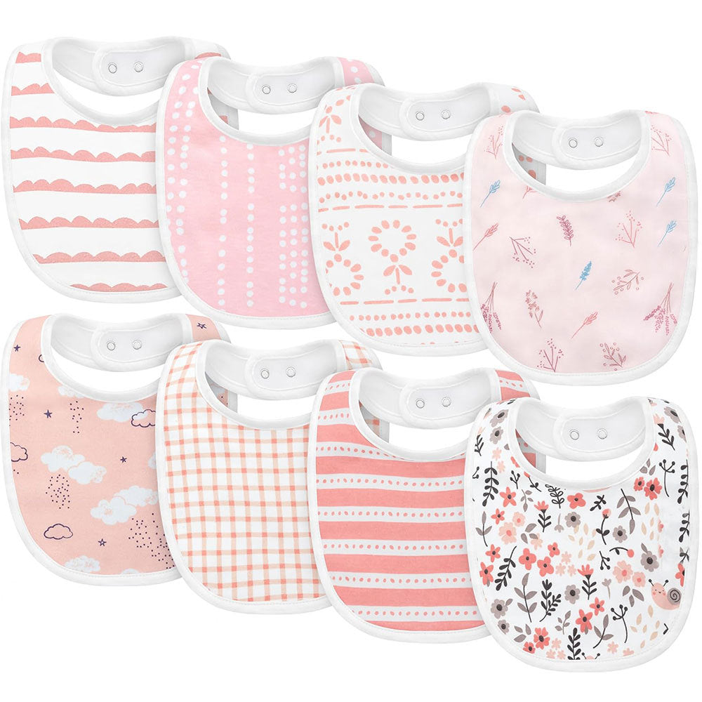 8-Pack Organic Cotton Baby Bibs, Soft and Absorbent, Unisex Design