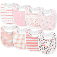 8-Pack Organic Cotton Baby Bibs, Soft and Absorbent, Unisex Design