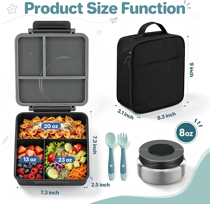 Lunch container with separate food sections
