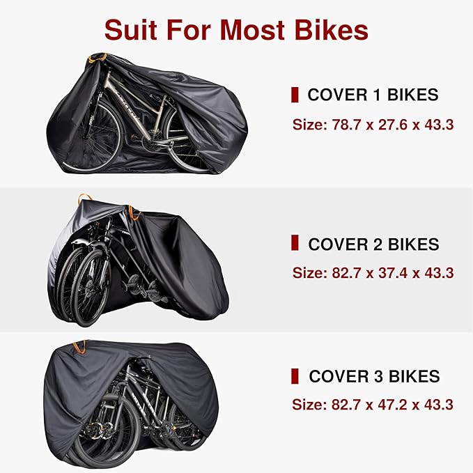 Outdoor bicycle cover protecting bike from rain sun and dust