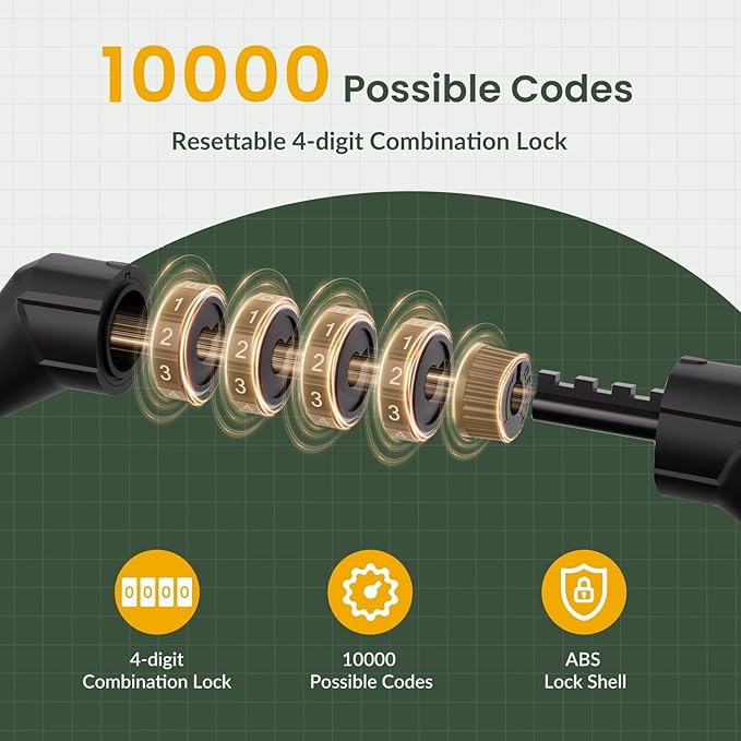 Outdoor bike security lock with weather-resistant coating and 4ft cable