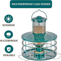 Outdoor Bird Feeder Deep Green Durable Metal Cage for Garden Use