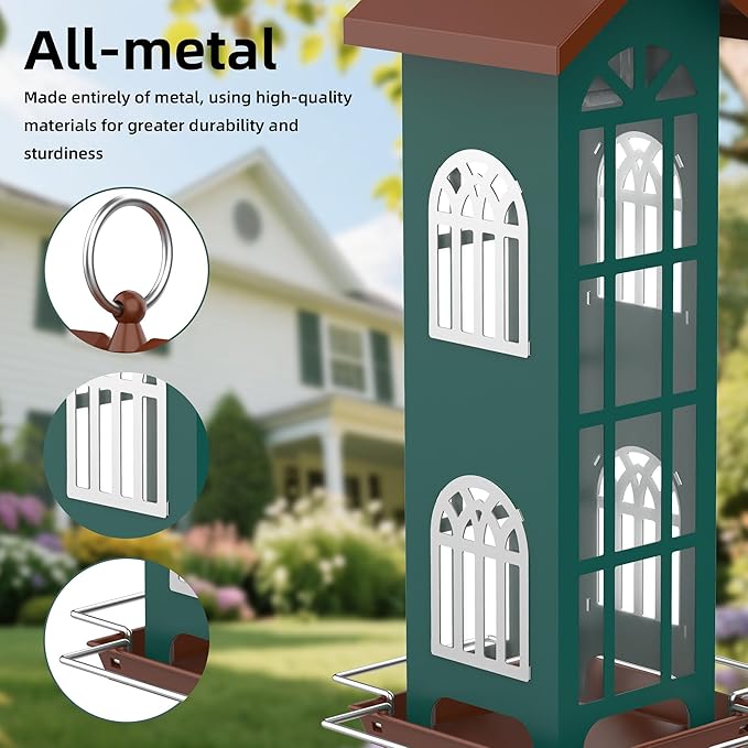 Outdoor hanging metal bird feeder for small birds