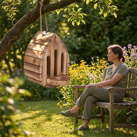 Butterfly habitat placed in an outdoor garden