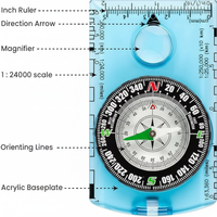 Outdoor compass with adjustable declination for true North