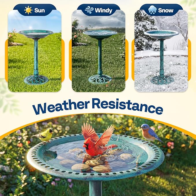 Garden polyresin bird bath for patio yard and lawn use birds