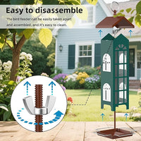 Outdoor metal bird feeder for finches, sparrows, cardinals, and small birds, suitable for garden, patio, yard, and balcony use.