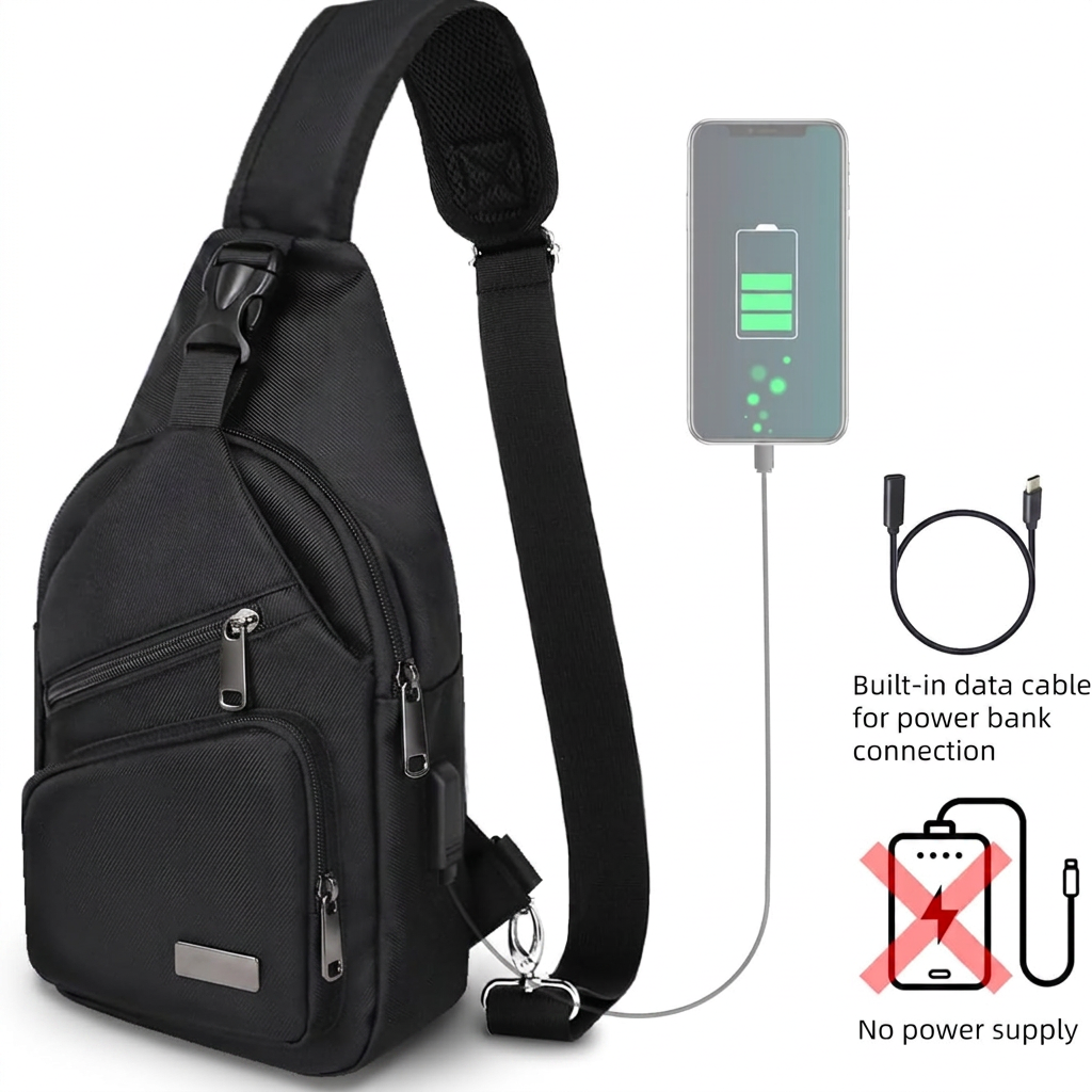 Outdoor hiking chest bag with zipper compartments