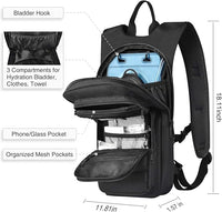 Outdoor hydration backpack with tactical storage compartments and Molle webbing