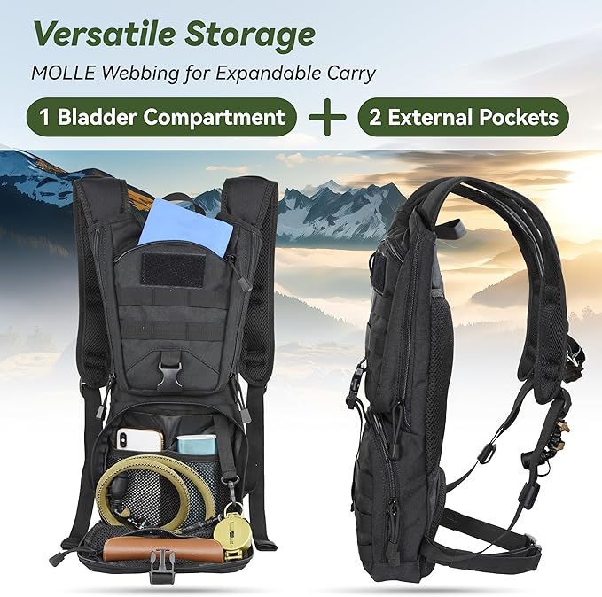 Outdoor hydration pack with drinking tube