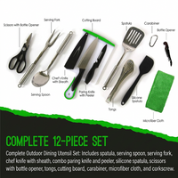 Outdoor kitchen cookware kit for camping, hiking, and BBQ