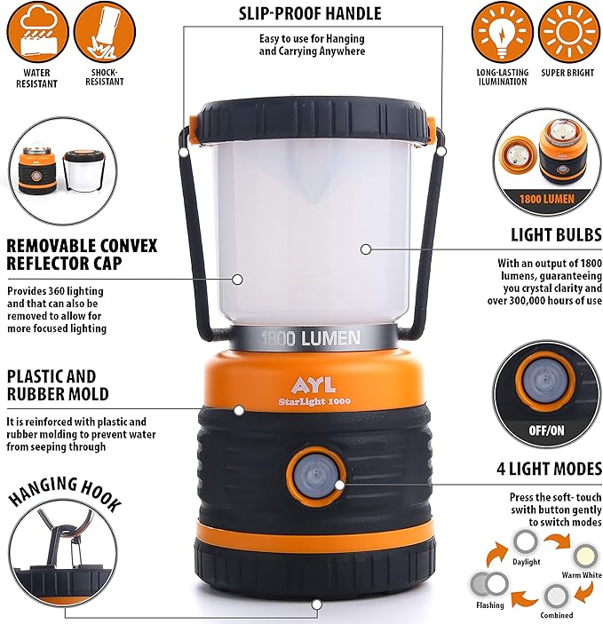 Portable waterproof lantern flashlight with multiple light modes for outdoor adventures