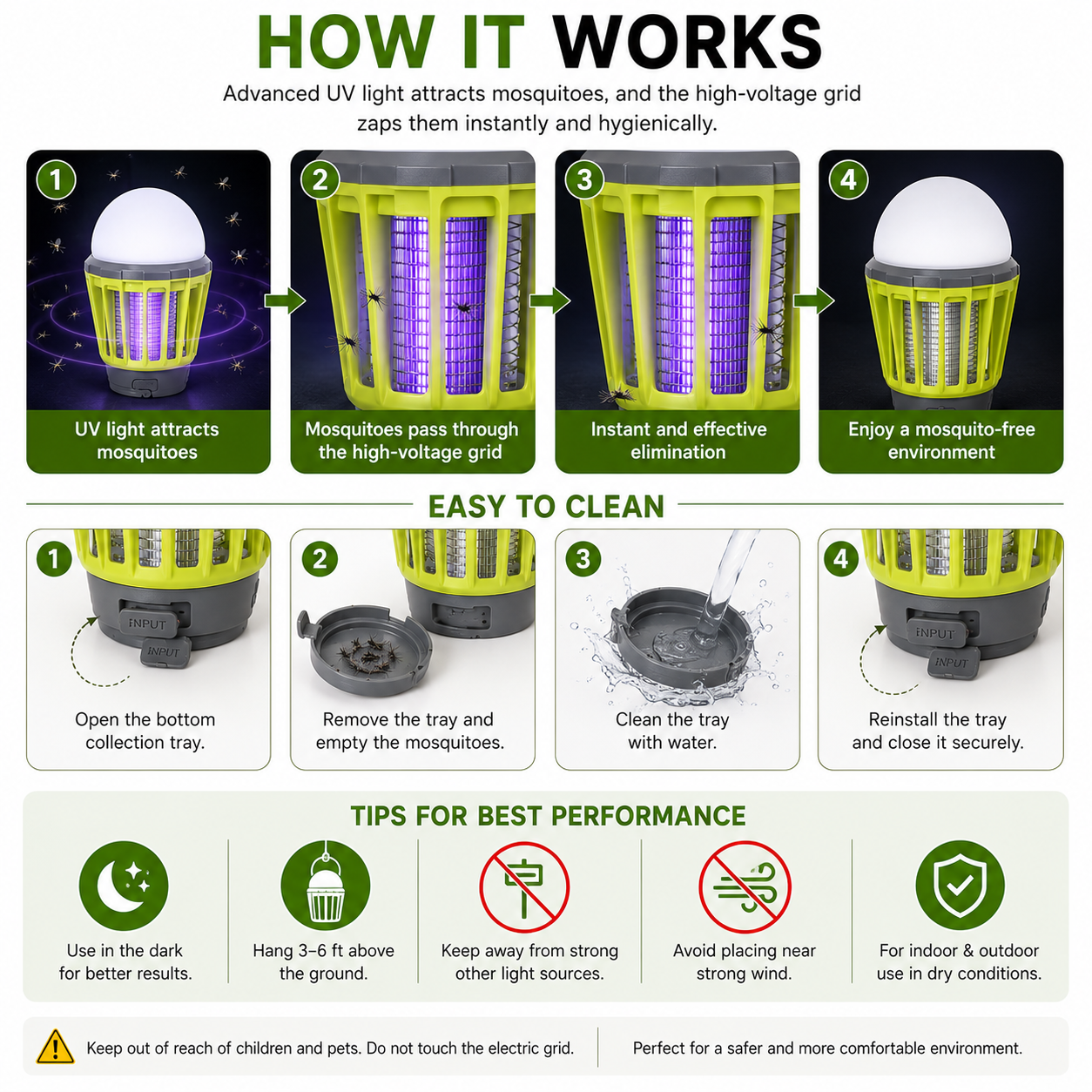 Outdoor mosquito control light for camping and garden use