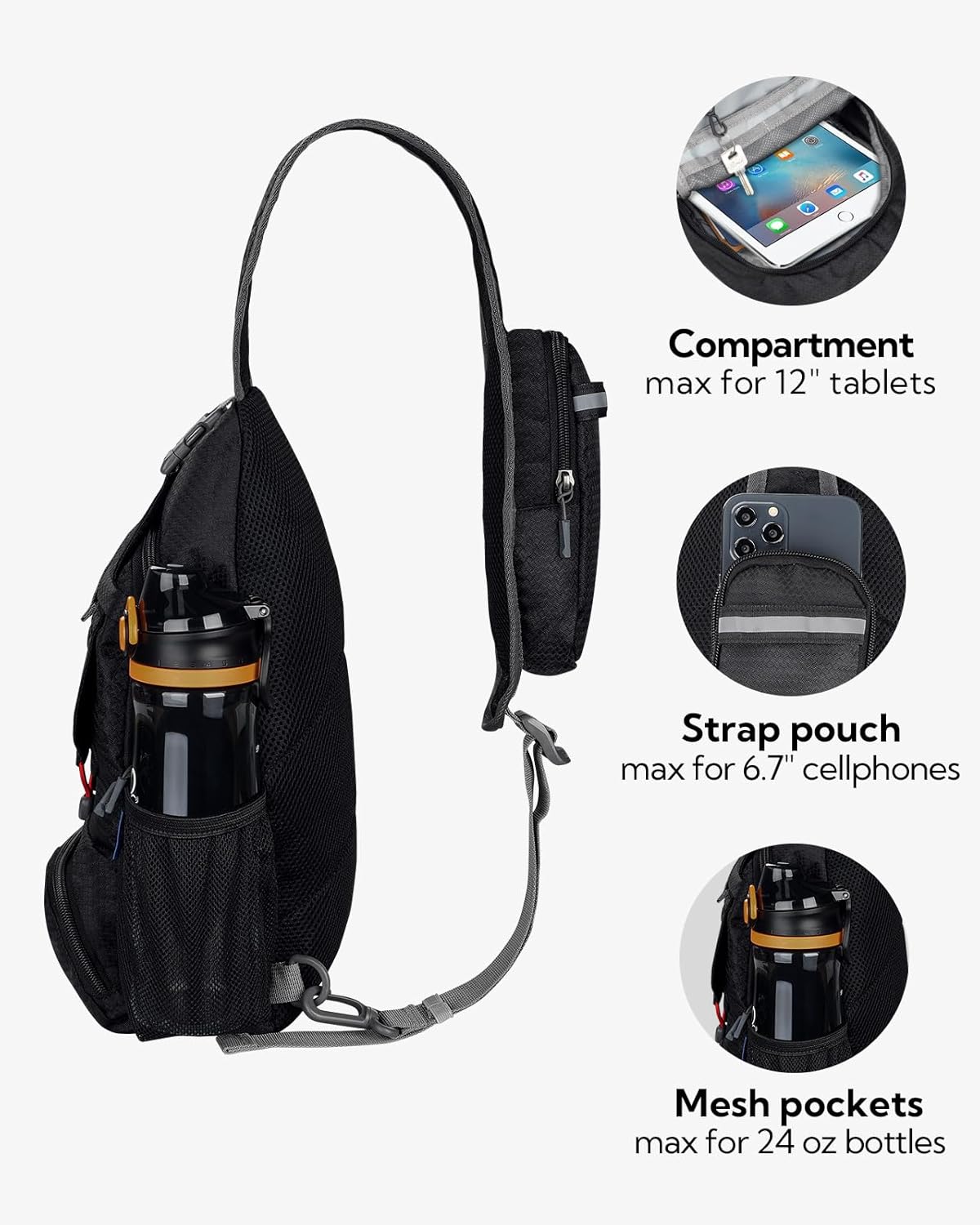Outdoor packable sling bag with zipper pocket for small personal items