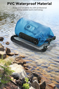 Outdoor roll-top storage bag for kayaking, boating, and beach trips