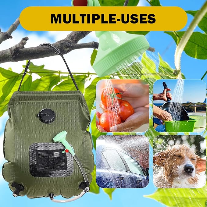 Outdoor solar shower bag for beach and camping with large capacity