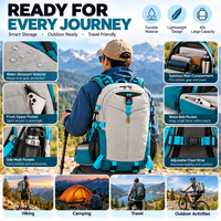 Open travel backpack displaying the main storage compartment for personal belongings.