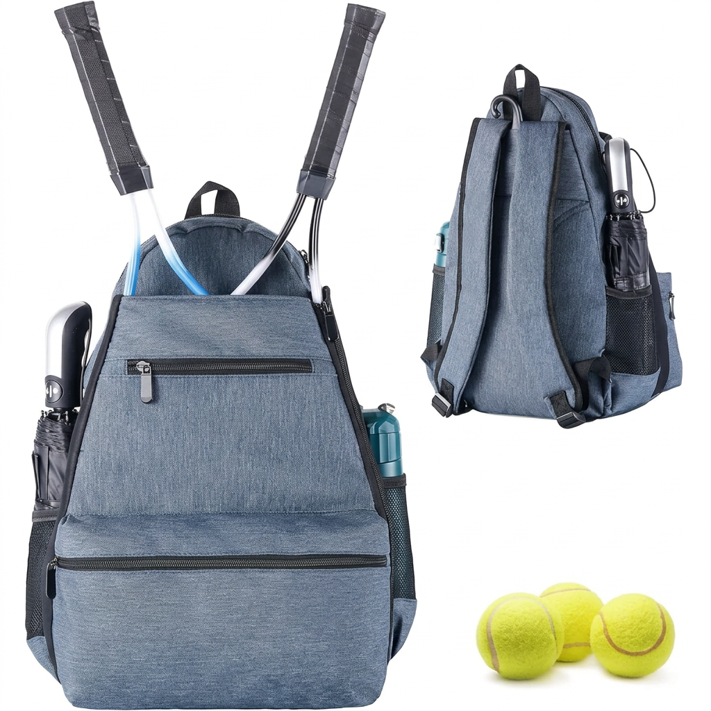 Outdoors Tennis Backpack for 2-3 Rackets with Adjustable Straps