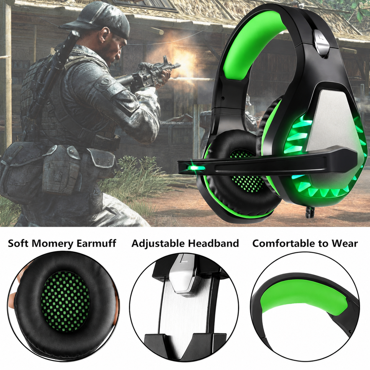Over-ear gaming headset shown from side angle