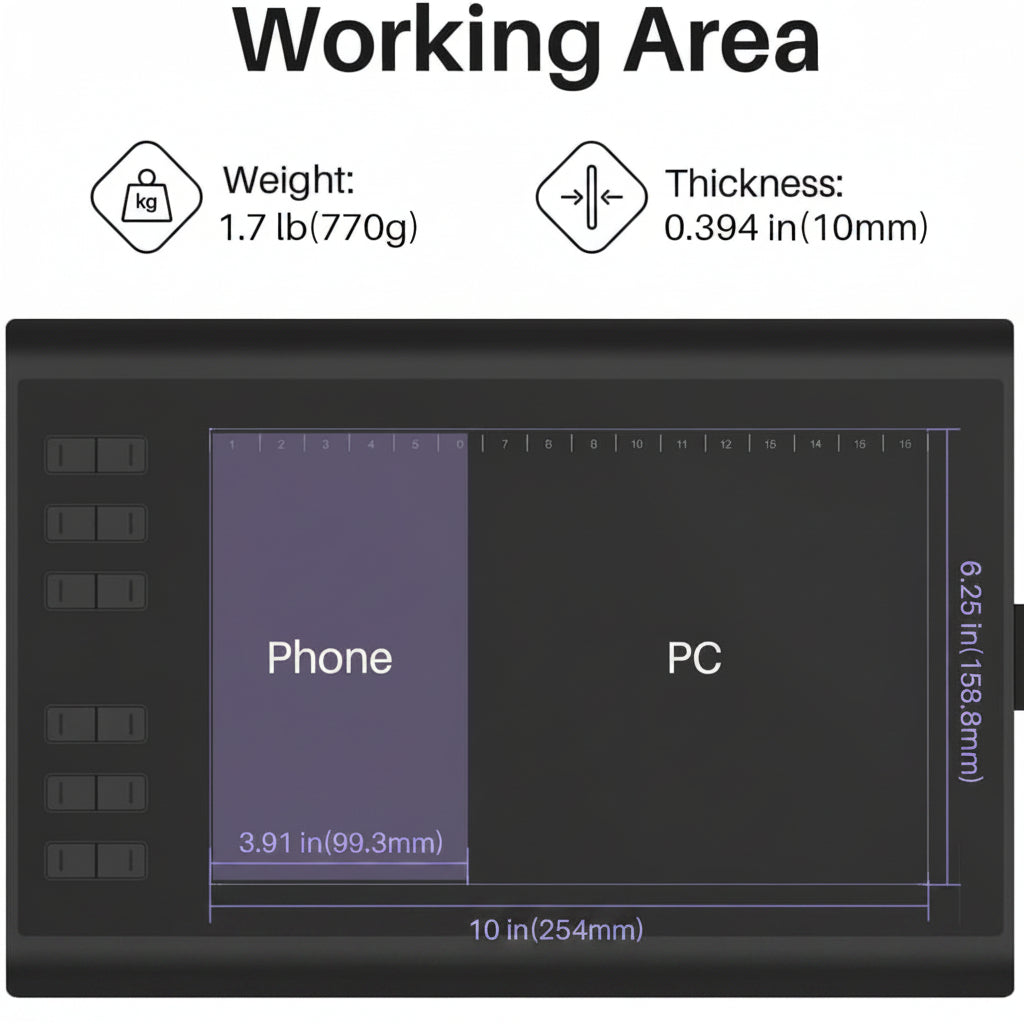  package contents with tablet, pen, and accessories