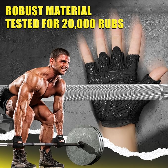 Padded gym gloves with full palm protection for weightlifting exercises