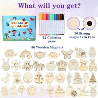 Painting craft kit with 36 wooden magnets for creative fun and artistic expression