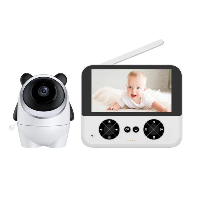 Panda-shaped baby camera with a white colour display and external antenna