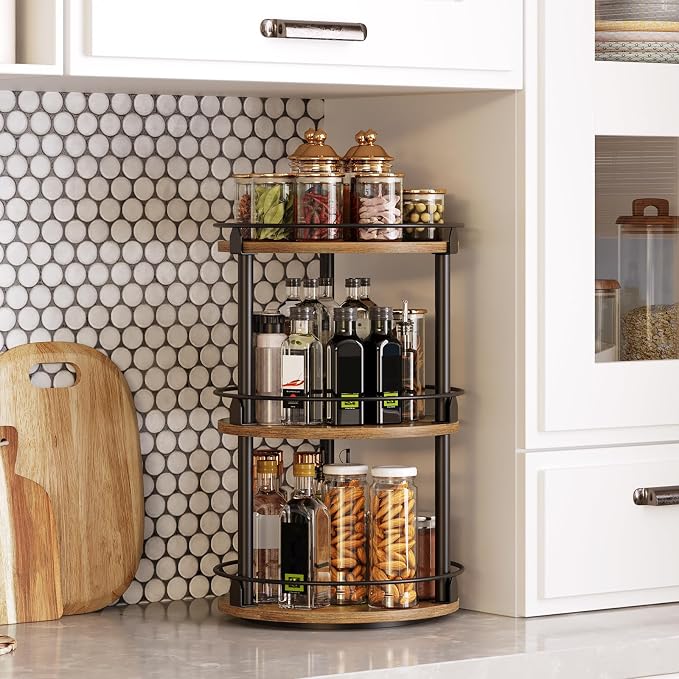 Multi-tier rotating organizer for pantry storage