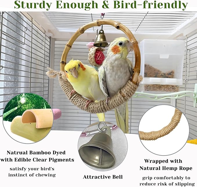 parakeet climbing chewing swing toy for cage enrichment