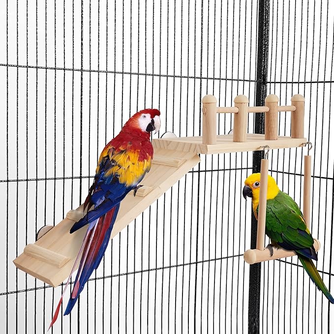 Parakeet Climbing Ladder Swing – Bird Perches Platform for Exercise and Play