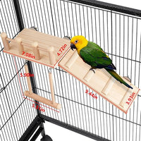 Parakeet and Cockatiel Wooden Platform Swing with Climbing Ladder