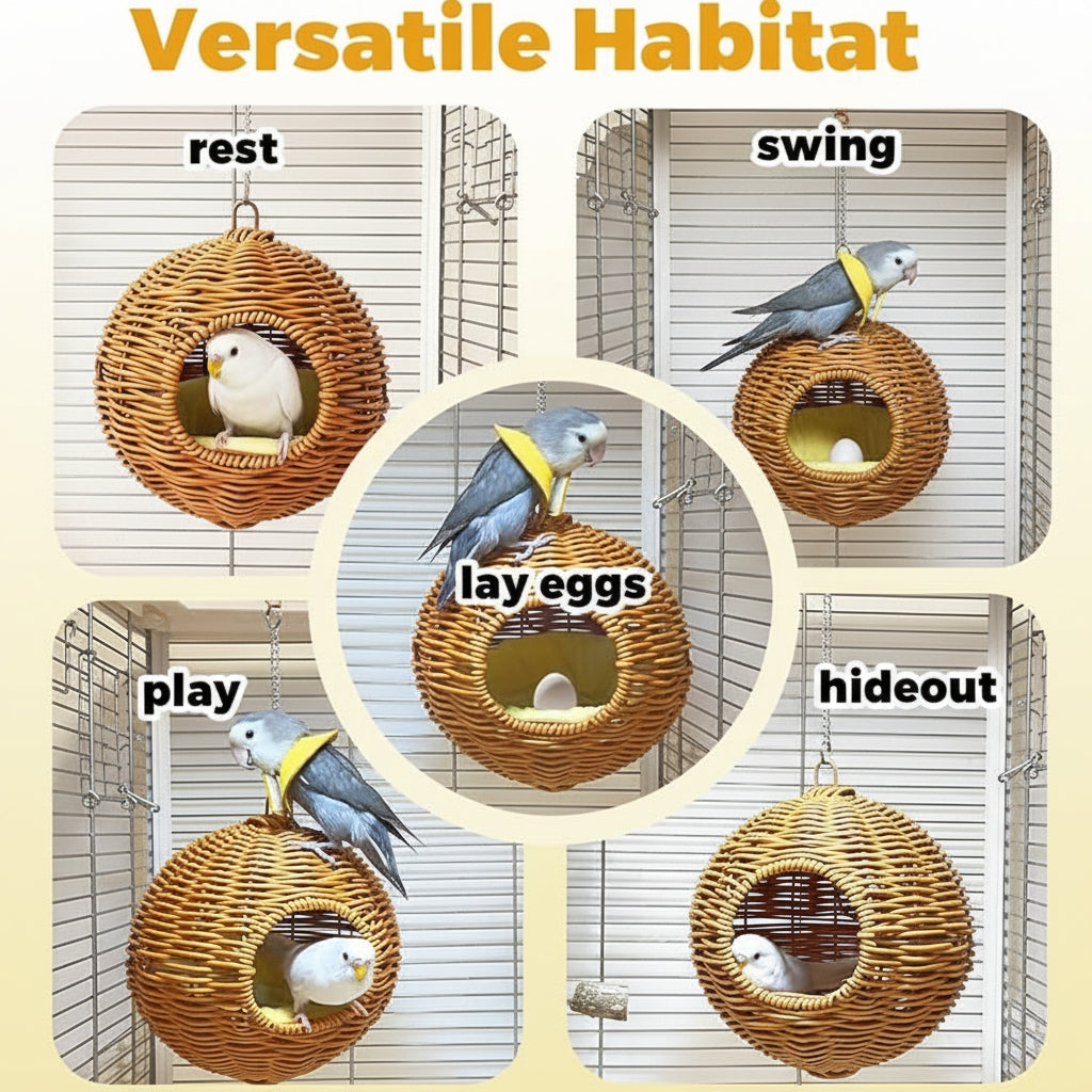 Parrot Cage Sleeping Accessory Made From Natural Rattan