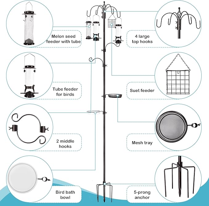 bird feeding station suitable for parrots, canaries, and finches