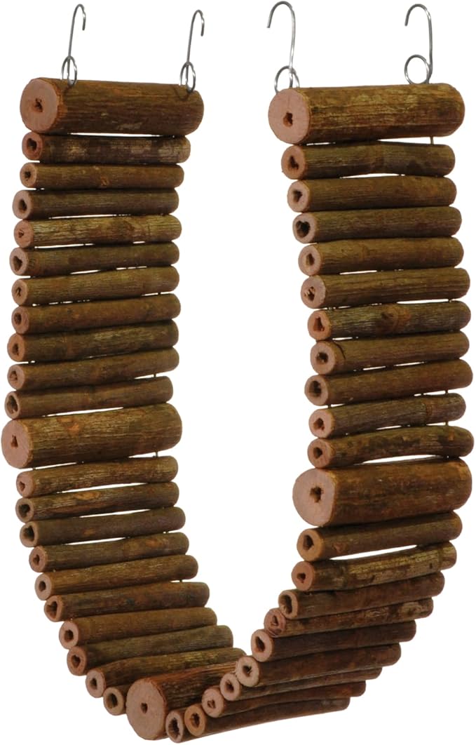 Parrot Climbing Bridge Ladder Natural Wood Perch Toy