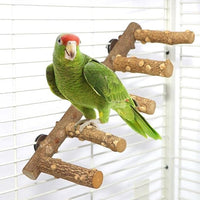 Wooden Bird Ladder Perch for Cage Natural Parrot Climbing Toy