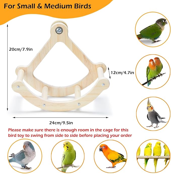 Parrot Exercise Wheel Toy Wooden Puzzle Perch for Cage