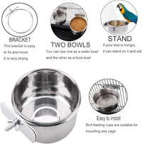 Parrot Feeding Bowl with Clamp Stainless Steel Cage Accessory