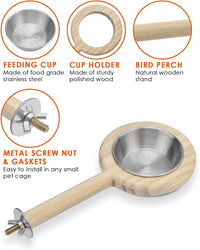 Parrot Feeding Perch Stand with Cup for Cage Accessories