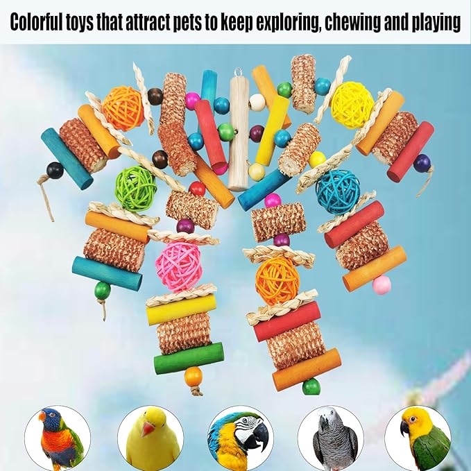 Parrot Hanging Toy Wooden Chew Toy for Aviary