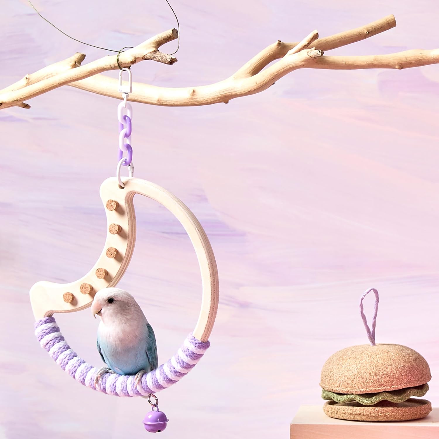 parrot perch spinning wooden stand for small birds