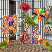 Parrot Rope Swing Toy with Bell for Conure and Cockatiel