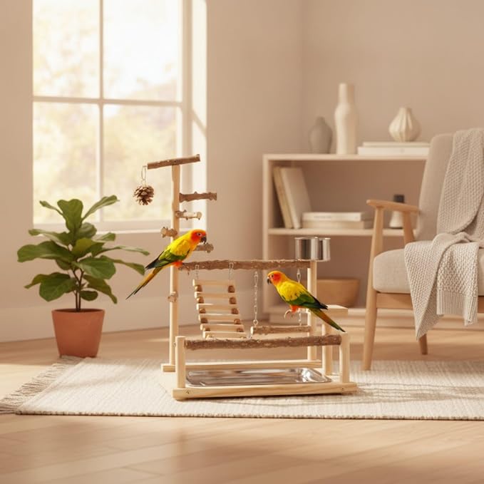 Parrot Stand with Removable Tray for Easy Cleaning